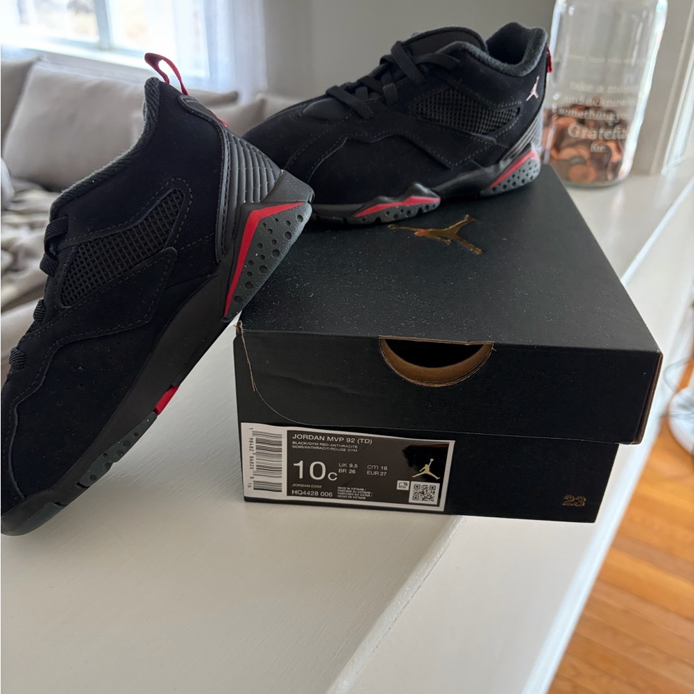 Jordan Boys Black and Red Sneakers